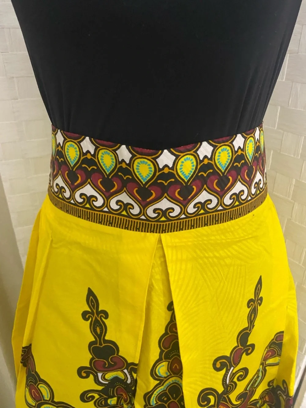 Vibrant Yellow African Print Maxi Skirt - Picture 4 of 9